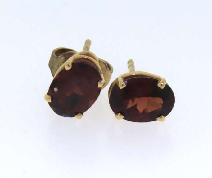 Favorite Yellow Gold Garnet Stud Earrings