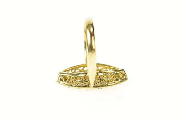 18K Yellow Gold Marquise Diamond Navette Cluster Statement Ring