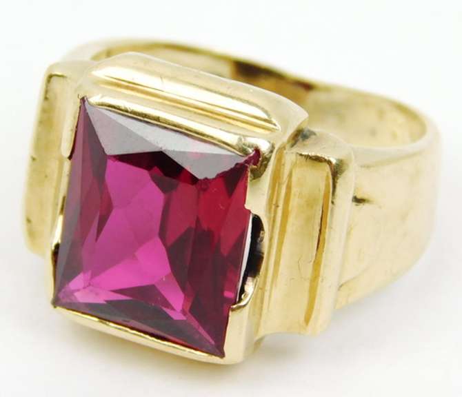 Vintage 10K Deco Ruby Ring, Size 6.5