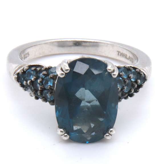 Sterling Silver Blue Cubic Zirconia Ring