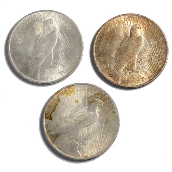 1922 & 2 1923 Slider Peace Dollars