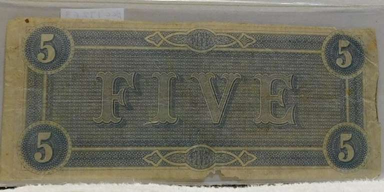 Confederate: 1864  $5 Richmond, circ, signed & numbered