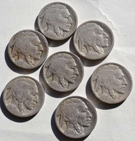 Mainly Part Date Mint Marked 1913-1919 Buffalo Nickels