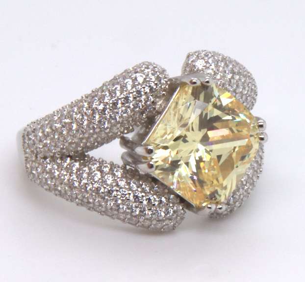 Sterling Silver Yellow Cubic Zirconia Ring