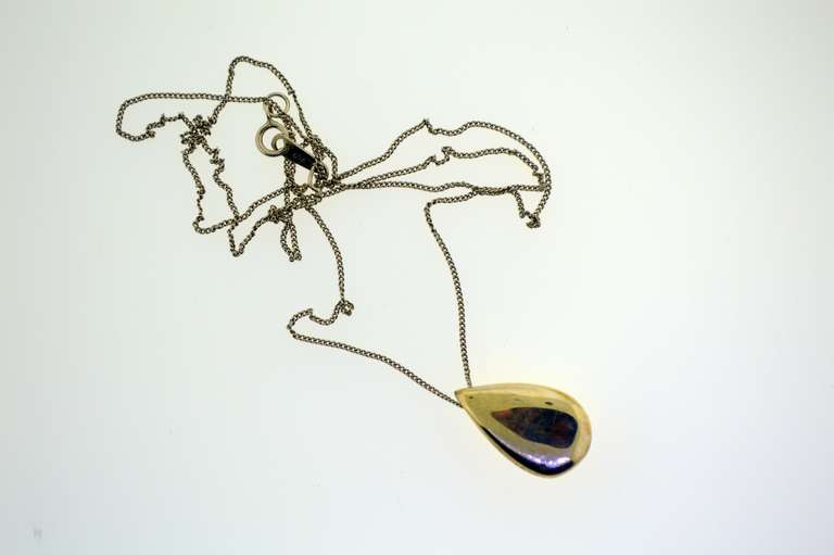 Sterling Silver Espo Sig Solid Teardrop Pendant With Chain