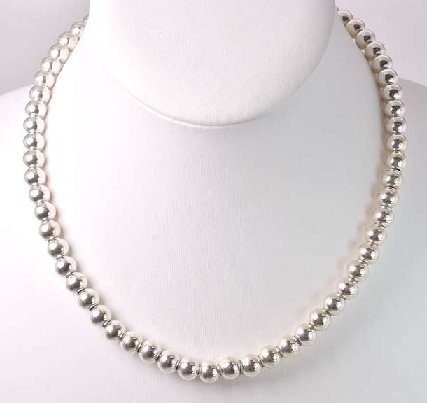 Beaded Necklace and Bracelet in Sterling Silver