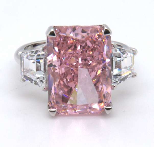 Pink Cubic Zirconia Sterling Silver Ring