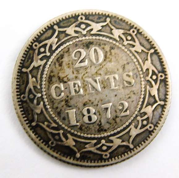 Rare 1872 Newfoundland 20 Cent Coin