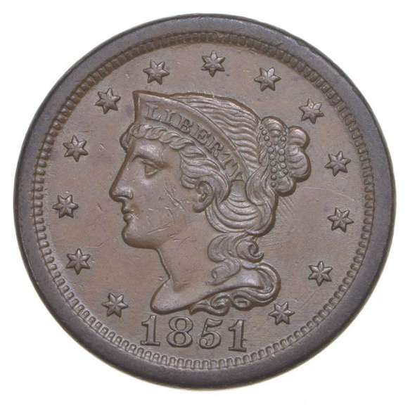 1851/81 Braided Hair Large Cent - N.3