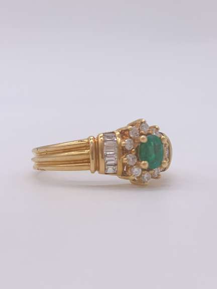 18kt Gold, Emerald, & Diamond Cocktail Ring
