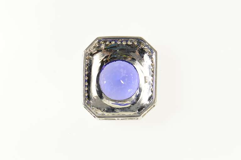 18K White Gold 9.50 Ctw Tanzanite Diamond Squared Slide Pendant