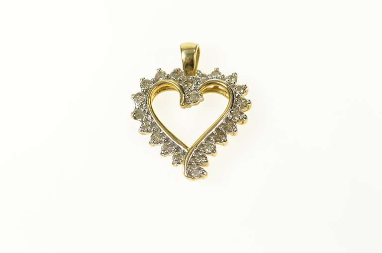 10K Yellow Gold Diamond Classic Curvy Heart Love Symbol Pendant