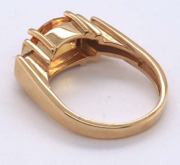 Gorgeous Citrine and Diamond Accent Yellow Gold Ring