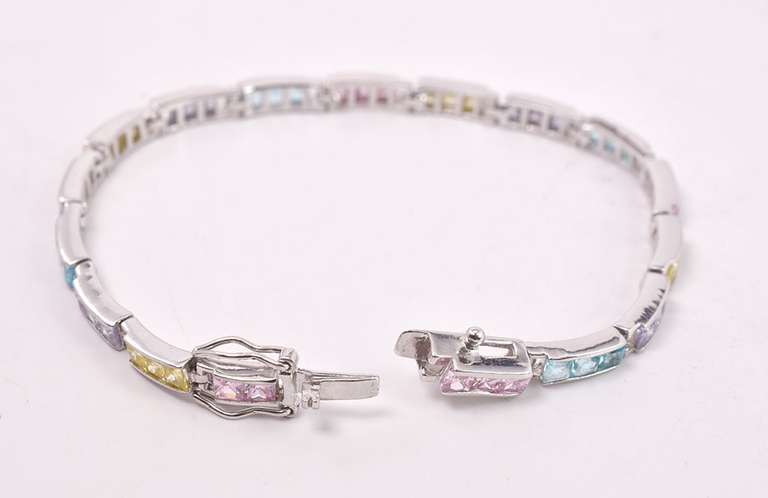 Colorful Gemstone Bracelet in Sterling Silver