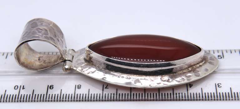 Sterling Silvre Signed Cornalian Pendant