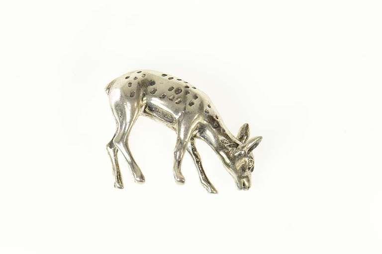 Sterling Silver Grazing Fawn Baby Deer Woodland Animal Figurine