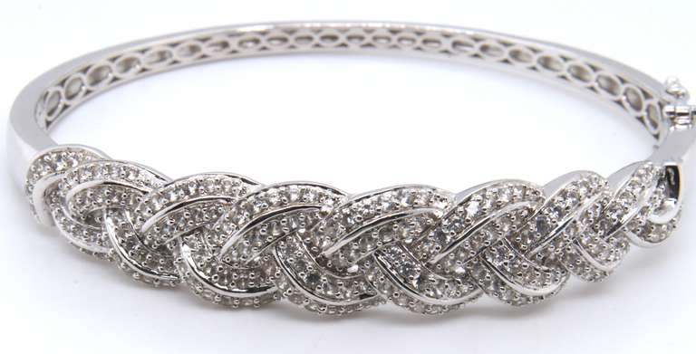 Vinatge Sterling Silver Cubic Zirconia Bangle