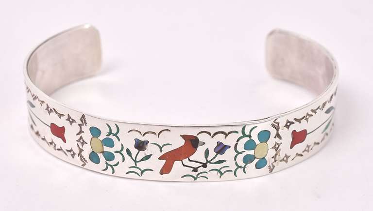 Creative "Cardinal" Bangle Bracelet in Sterling Silver