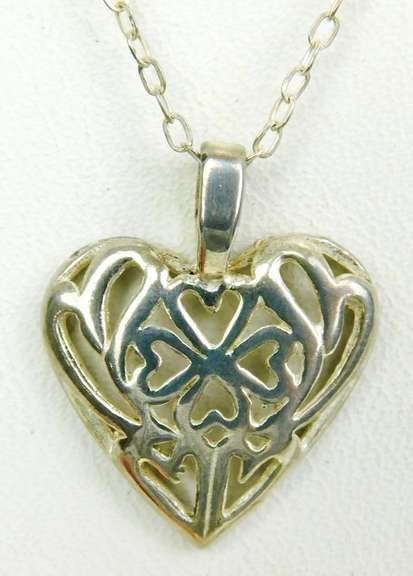 Sterling Irish Clover Heart Necklace