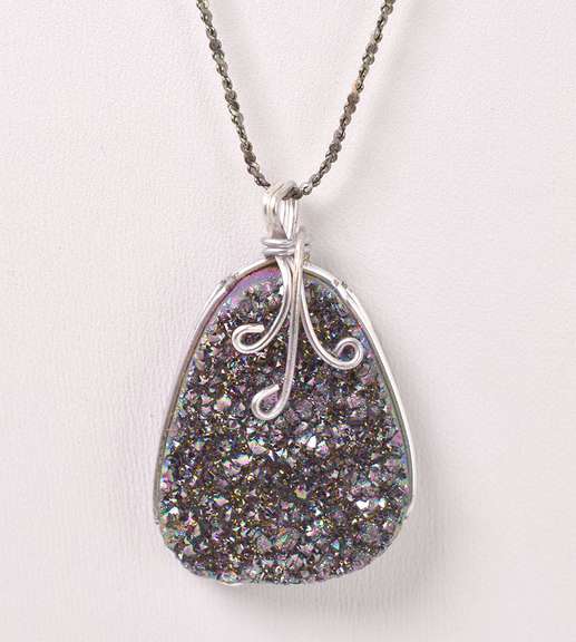 Colorful Geode Pendant Necklace in Sterling Silver