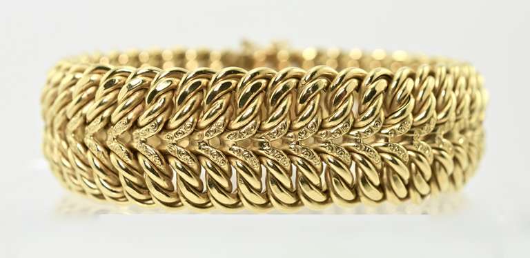 Bold and Wide Textured 18K Bracelet