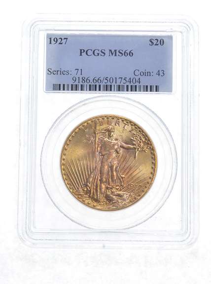 MS66 1927 $20 Saint-Gaudens Gold Double Eagle - Graded PCGS