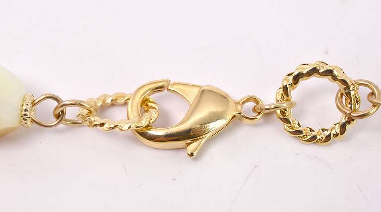 Dreamy Italian Made Hand Blown Art Glass and Gold Links Long Necklace