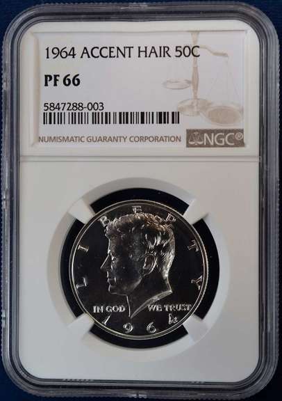 1964 Kennedy Half Dollar Accented Hair NGC PF66.