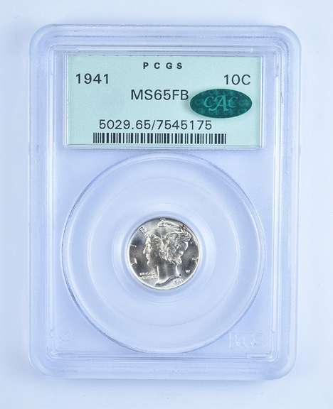 MS65 FB 1941 Mercury Dime - CAC - Graded PCGS