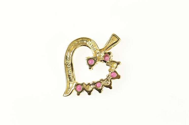 10K Yellow Gold Ruby Diamond Classic Heart Love Symbol Pendant
