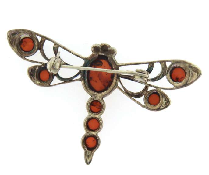 Sterling Silver Amber Dragonfly