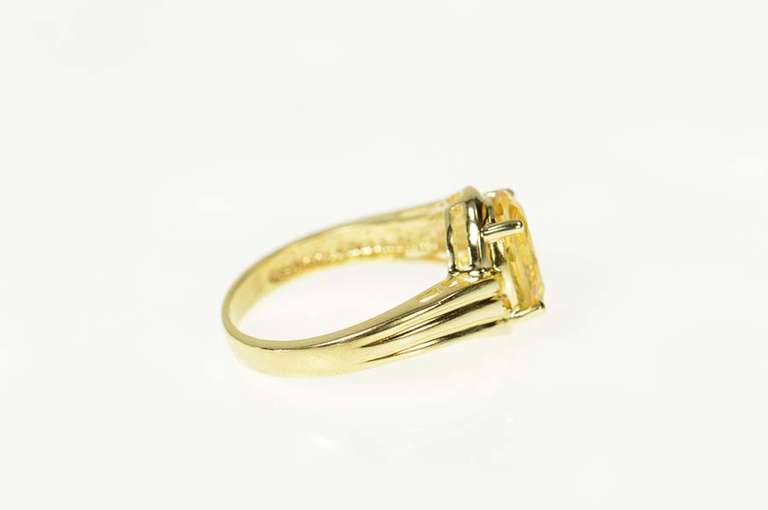 14K Yellow Gold Oval Citrine Solitaire Bypass Statement Ring