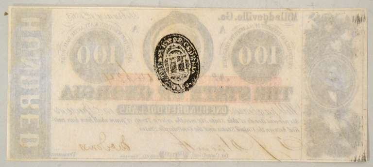 Confederate States Bold Jan 2 1863 $ 100 State of Georgia Note