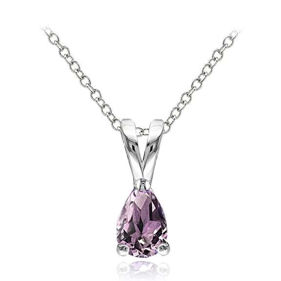 Sterling Silver Created Alexandrite 6x4mm Teardrop Solitaire Necklace