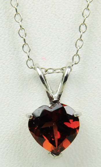 Valentine Sterling Garnet Heart Necklace & Earrings