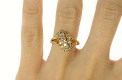 14K Yellow Gold Diagonal Diamond Cluster Bypass Statement Ring