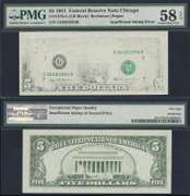 $5 1981 Insufficient ink of Black Printing PMG 58 EPQ