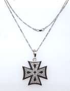 Strong Pave Diamond Cross White Gold Necklace