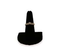 Solitaire Diamond Ring with Round side stones and a 14k Gold Band