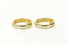 14K Yellow Gold 1.60 Ctw Baguette Diamond Oval Hoop Earrings