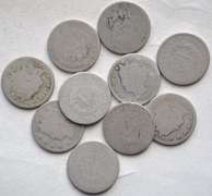 2 Each 1883 Cents 1884 1887-89 V Nickels.
