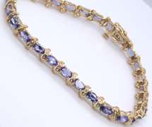 Handsome Yellow Gold Tanzanite and Diamond Bracelet