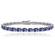 Sterling Silver 10ct Tanzanite 6x4mm Oval Tennis Bracelet