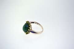 Sterling Silver Jade And Peridot Halo Ring