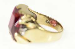 10K Yellow Gold 1930's Syn. Ruby Squared Diamond Accent Ring