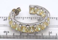 Sterling Silver Yellow Cubic Zirconia Hoop Earrings