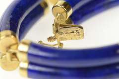 14K Yellow Gold Carved Lapis Lazuli Bar Chinese Happiness Bracelet