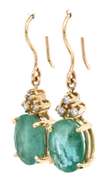 Dreamy Yellow Gold Emerald and Diamond Dangle Earrings