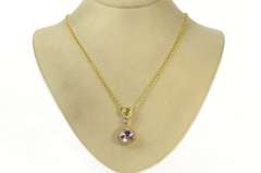 14K Yellow Gold 7.05 Ctw Morganite Diamond Halo Drop Necklace