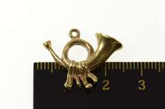 8K Yellow Gold 3D French Brass Horn Musical Instrument Charm/Pendant